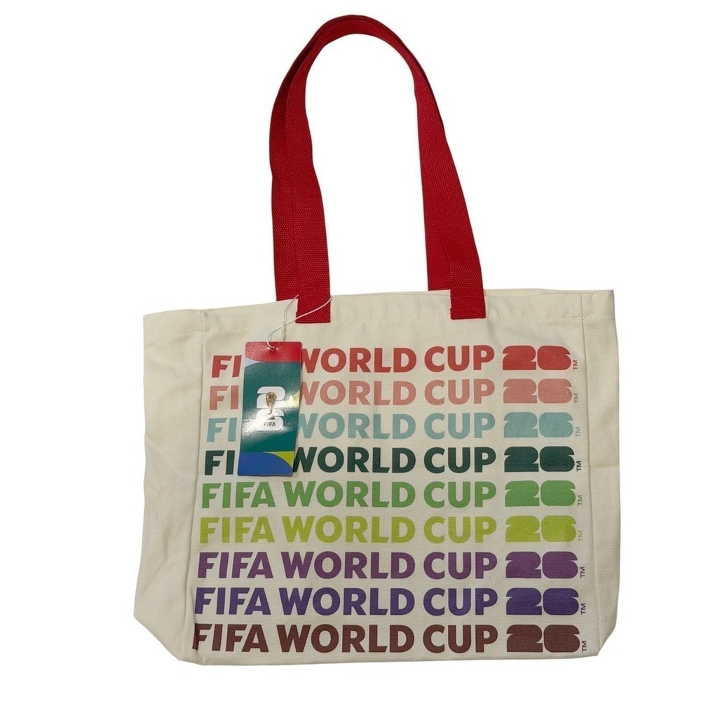 FIFA World Cup 26 Canvas Tote Bag Atelier Sportif Multi Color Logo Cream Red - Picture 7 of 10